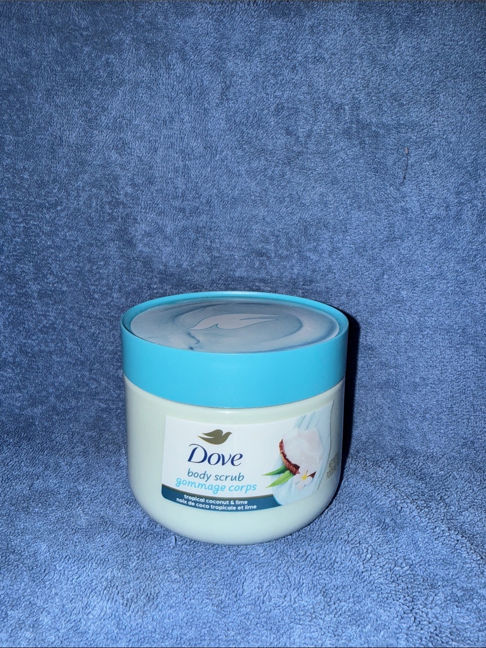 Dove Body Scrub - Tropical Coconut & Lime, Blue Cap
